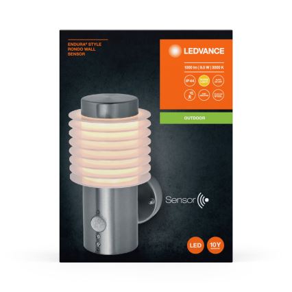 Ledvance - Applique murale extérieure avec détecteur ENDURA RONDO LED/9,5W/230V IP44 chrome