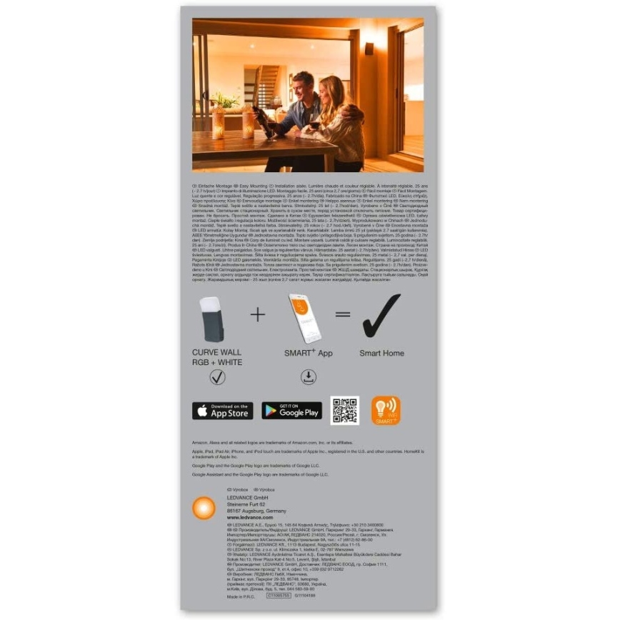 Ledvance - Applique murale LED RVBW extérieur SMART+ CURVE LED/9W/230V IP44 Wi-Fi