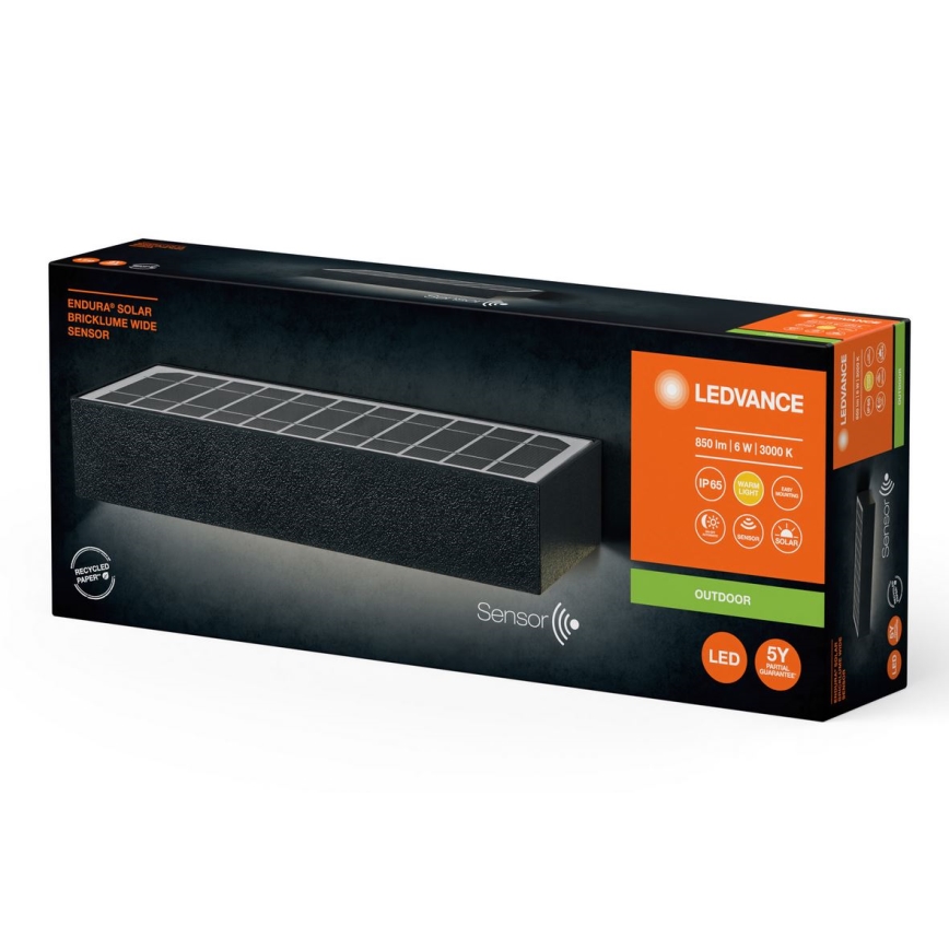 Ledvance - Applique murale solaire avec détecteur ENDURA SOLAR LED/6W/4,2V 3000 mAh IP65