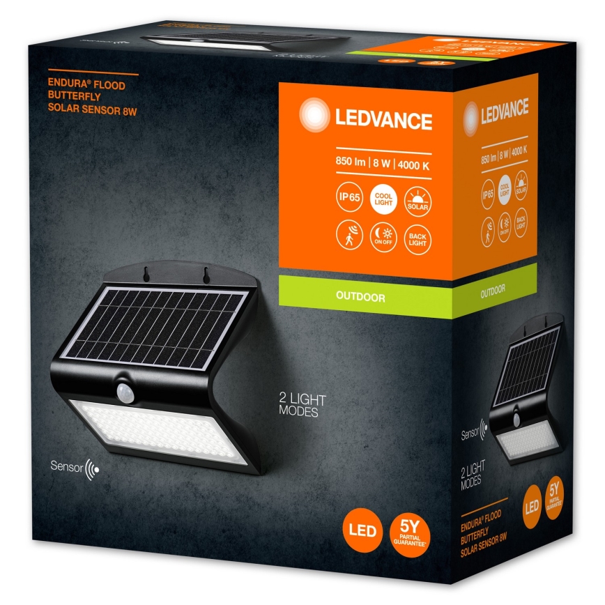 Ledvance - Applique murale solaire avec détecteur PAPILLON LED/8W/3,7V 2000 mAh IP65