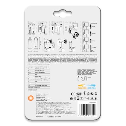 Ledvance - Batterie portative avec fonction lampe torche MOBILE LED/0,5W/5V 1800 mAh 2xUSB