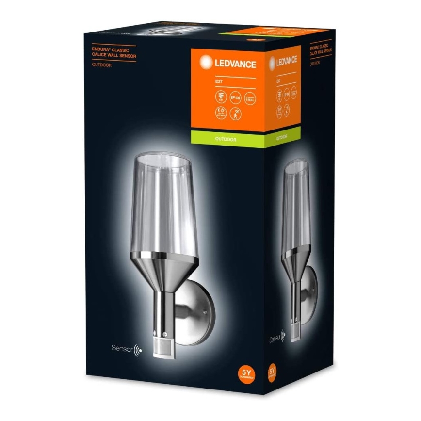 Ledvance - Buitenwandlamp met sensor CALICE 1xE27/60W/230V IP44