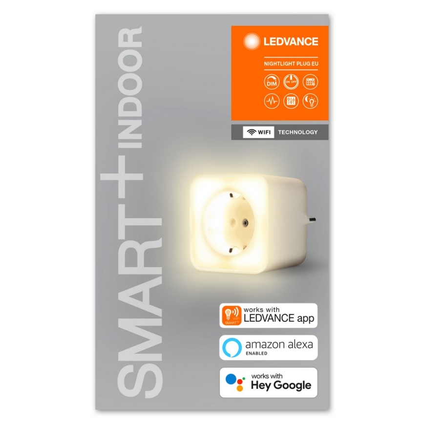 Ledvance - Dimbaar Slim LED Stopcontact met Verlichting SMART+ PLUG 3680W Wi-Fi