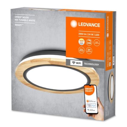 Ledvance - Dimbare LED plafondlamp SMART+ ORBIS WOOD LED/24W/230V 2700-6500K eiken Wi-Fi