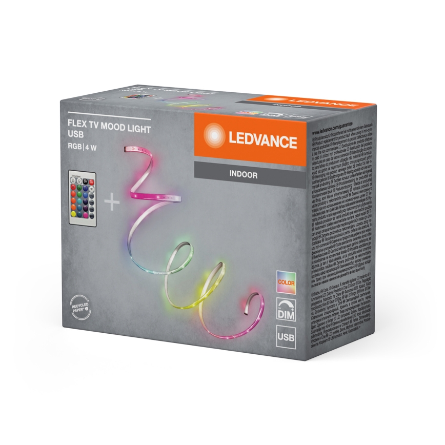 Ledvance - Dimbare RGB LED-strip FLEX TV MOOD 1 m LED/4 W/5 V + afstandsbediening