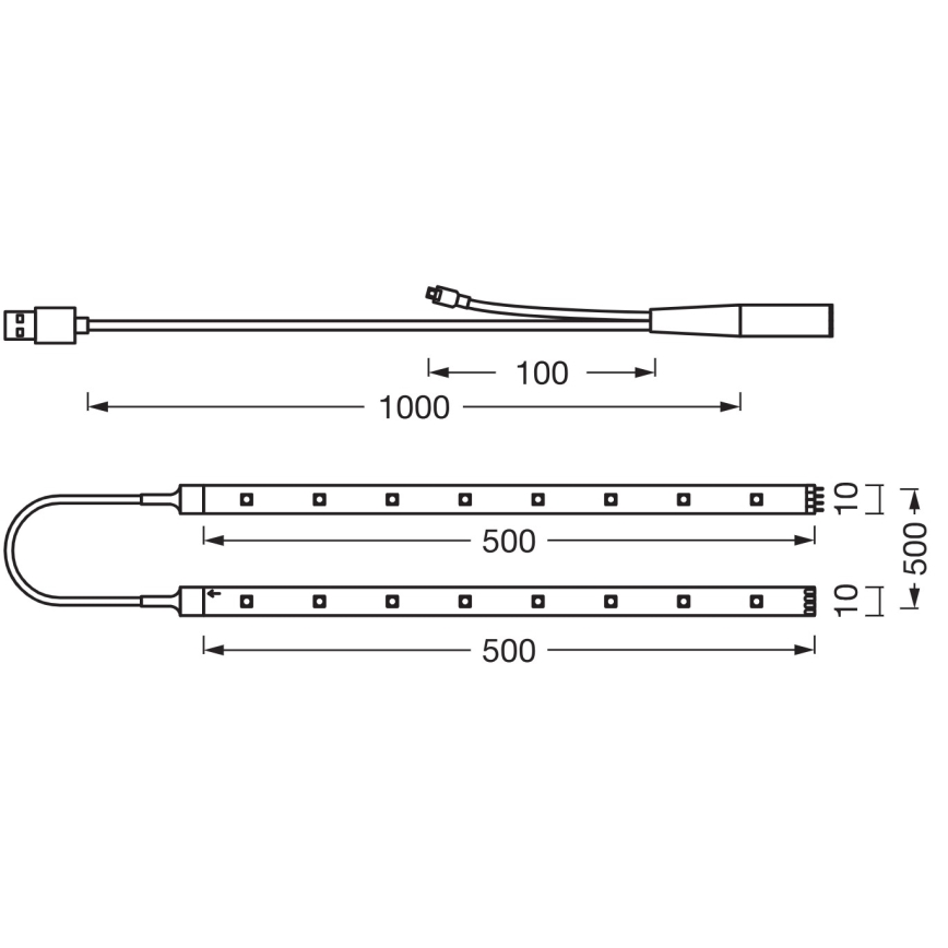 Ledvance - Dimbare RGB LED-strip FLEX TV MOOD 1 m LED/4 W/5 V + afstandsbediening