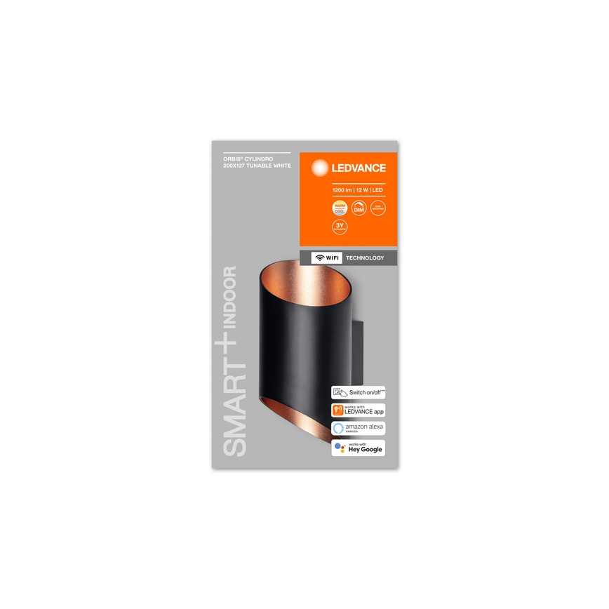 Ledvance - Dimbare LED Wand Lamp SMART+ CYLINDRO LED/12W/230V 3000-6500K Wi-Fi zwart