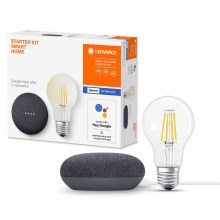 Ledvance - Enceinte intelligente Google Nest Mini + Ampoule à intensité variable LED SMART+ A60 E27/60W/230V