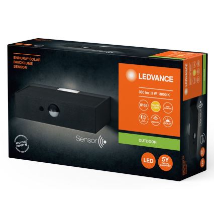 Ledvance - LED Solar Wandlamp met bewegings- en schemersensor ENDURA SOLAR LED/3W/4,2V 1200 mAh IP65