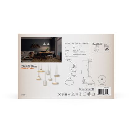 Ledvance - Hanglamp aan een koord DECOR PLASTER 1xE27/25W/230V diameter 22 cm gips wit