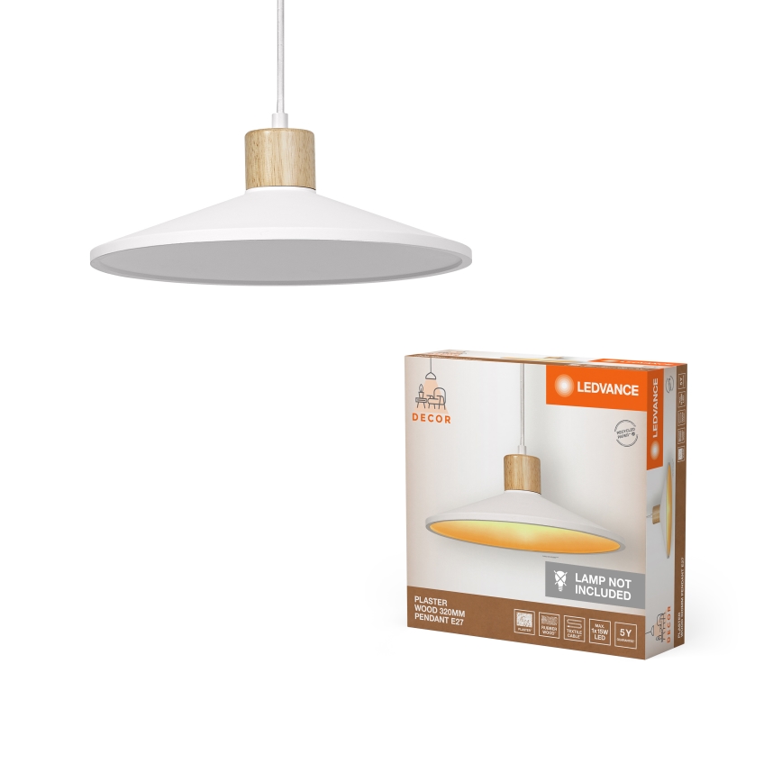 Ledvance - Hanglamp aan een koord DECOR PLASTER 1xE27/25W/230V diameter 32 cm gips wit