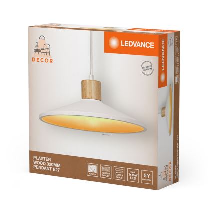 Ledvance - Hanglamp aan een koord DECOR PLASTER 1xE27/25W/230V diameter 32 cm gips wit