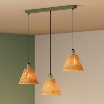Ledvance - Hanglamp aan een koord DECOR RAFFIA 3xE27/15W/230V raffia bast