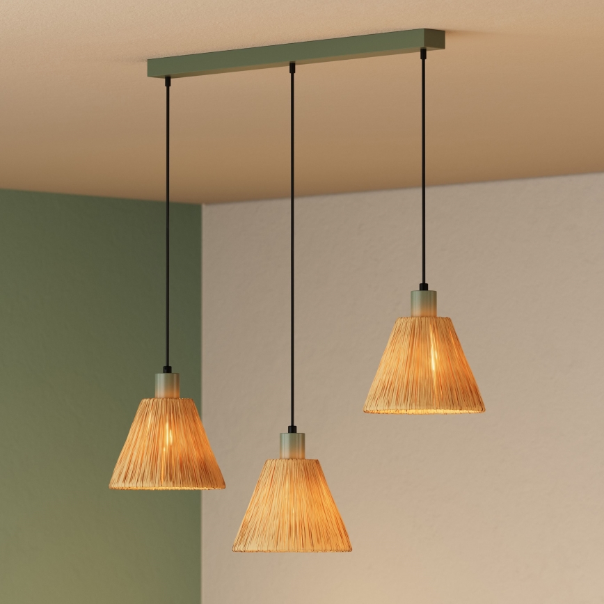 Ledvance - Hanglamp aan een koord DECOR RAFFIA 3xE27/15W/230V raffia bast