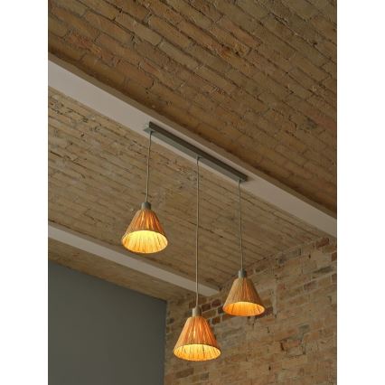 Ledvance - Hanglamp aan een koord DECOR RAFFIA 3xE27/15W/230V raffia bast