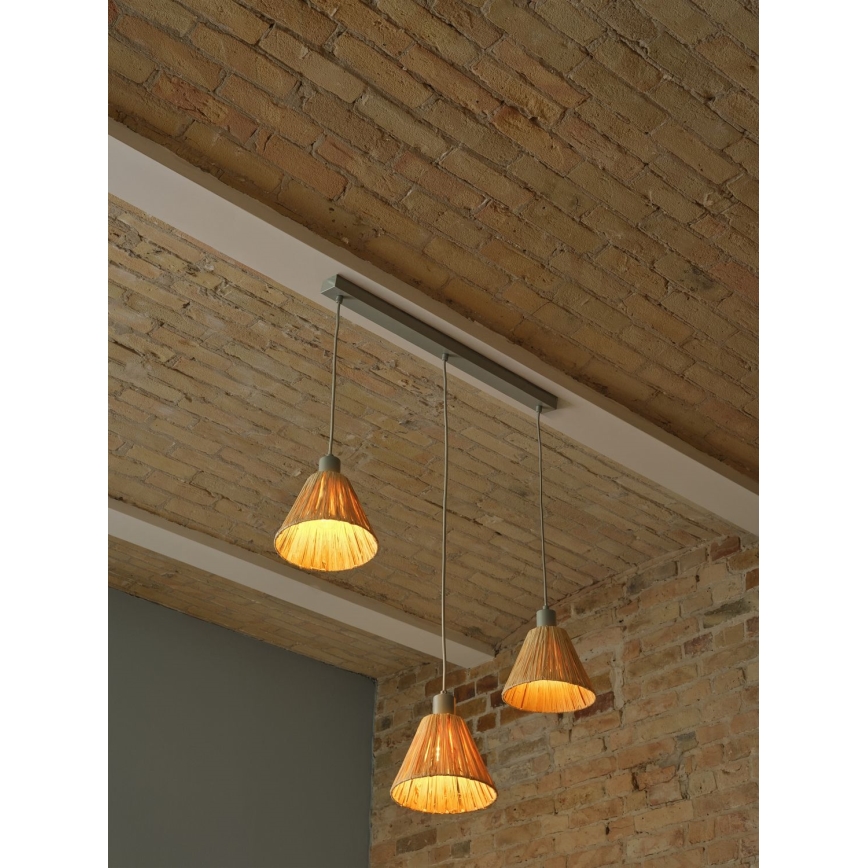 Ledvance - Hanglamp aan een koord DECOR RAFFIA 3xE27/15W/230V raffia bast