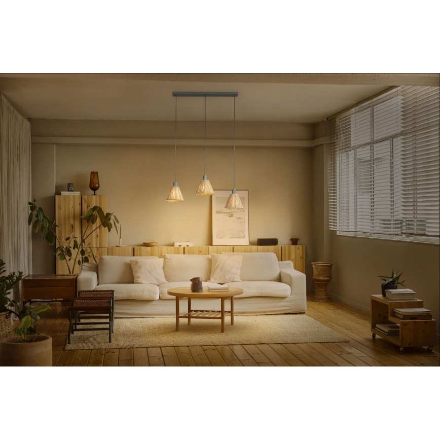 Ledvance - Hanglamp aan een koord DECOR RAFFIA 3xE27/15W/230V raffia bast