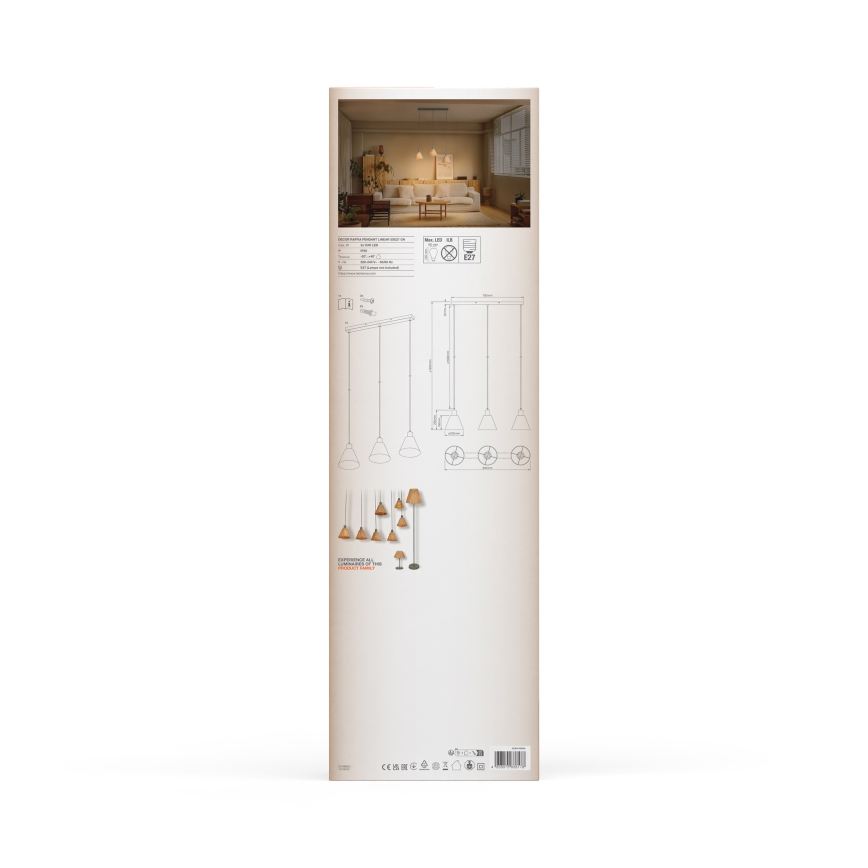 Ledvance - Hanglamp aan een koord DECOR RAFFIA 3xE27/15W/230V raffia bast