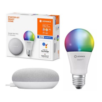 Ledvance - Haut-parleur connecté Google Nest Mini + Ampoule à intensité variable LED RGBW SMART+ A60 E27/10W/230V 2000 - 6500K