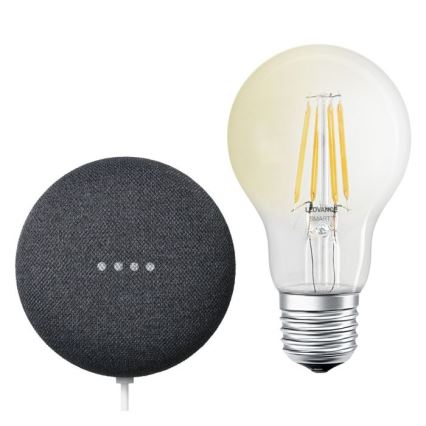 Ledvance - Haut-parleur connecté Google Nest Mini + Ampoule à intensité variable LED SMART+ A60 E27/6,5W/230V 2700K