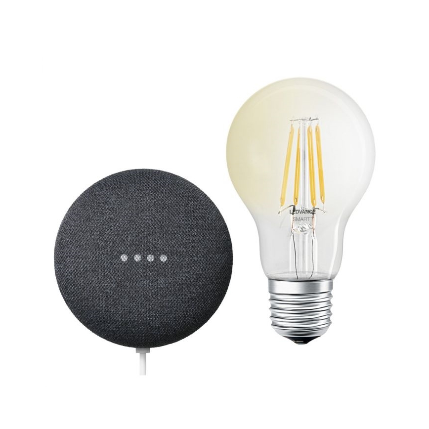 Ledvance - Haut-parleur connecté Google Nest Mini + Ampoule à intensité variable LED SMART+ A60 E27/6,5W/230V 2700K