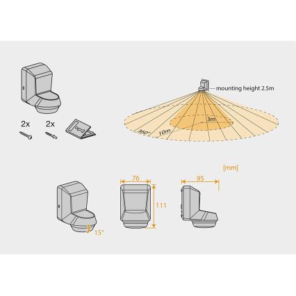 Ledvance - Infrarood bewegingssensor voor buiten 230V IP55 antraciet