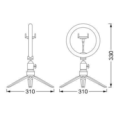 Ledvance - Lampe de table à intensité variable avec un support et support pour le vlogging LED/5,5W/USB 3000/4000/6500K