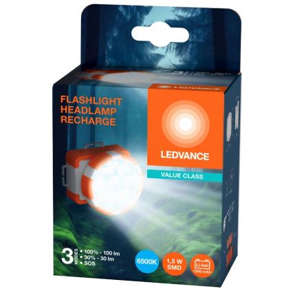Ledvance - Lampe frontale rechargeable FLASHLIGHT LED/1,5W/5V 1200 mAh