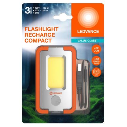 Ledvance - Lampe torche rechargeable LED avec batterie portative FLASHLIGHT LED/4W/5V 3000mAh IPX2