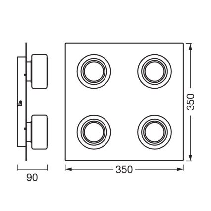 Ledvance - LED Badkamer plafondlamp ORBIS FLAME 4xLED/5,5W/230V 3000/4000K IP44 chroom