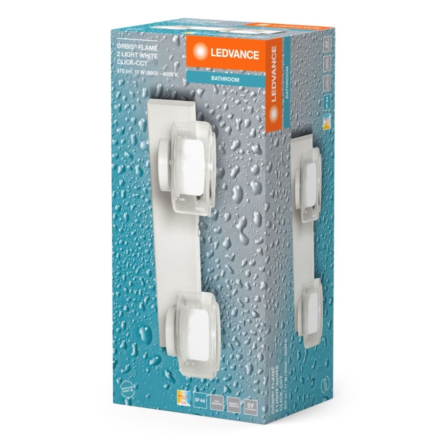 Ledvance - LED Badkamer wandlamp ORBIS FLAME 2xLED/5,5W/230V 3000/4000K IP44 wit
