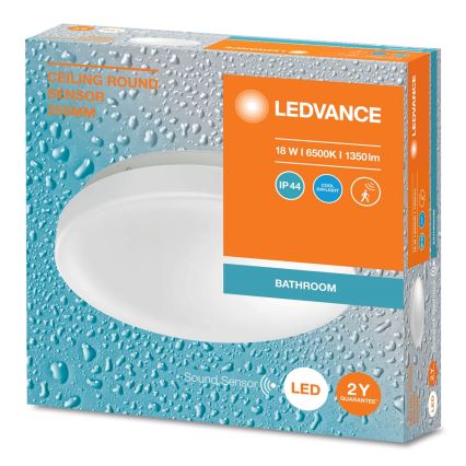 Ledvance - LED plafondlamp voor badkamer met schemersensor CEILING ROUND LED/18W/230V IP44