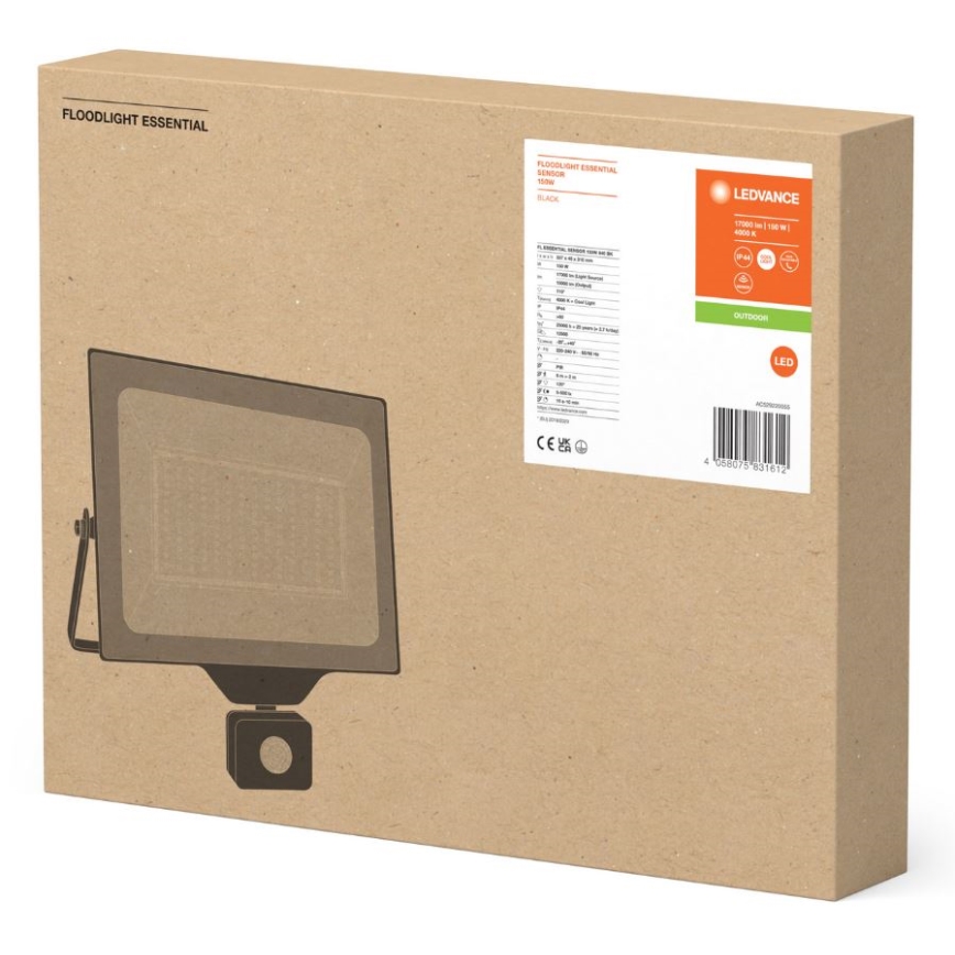 Ledvance - LED buitenwandstraler met sensor FLOODLIGHT ESSENTIAL LED/150W/230V IP44