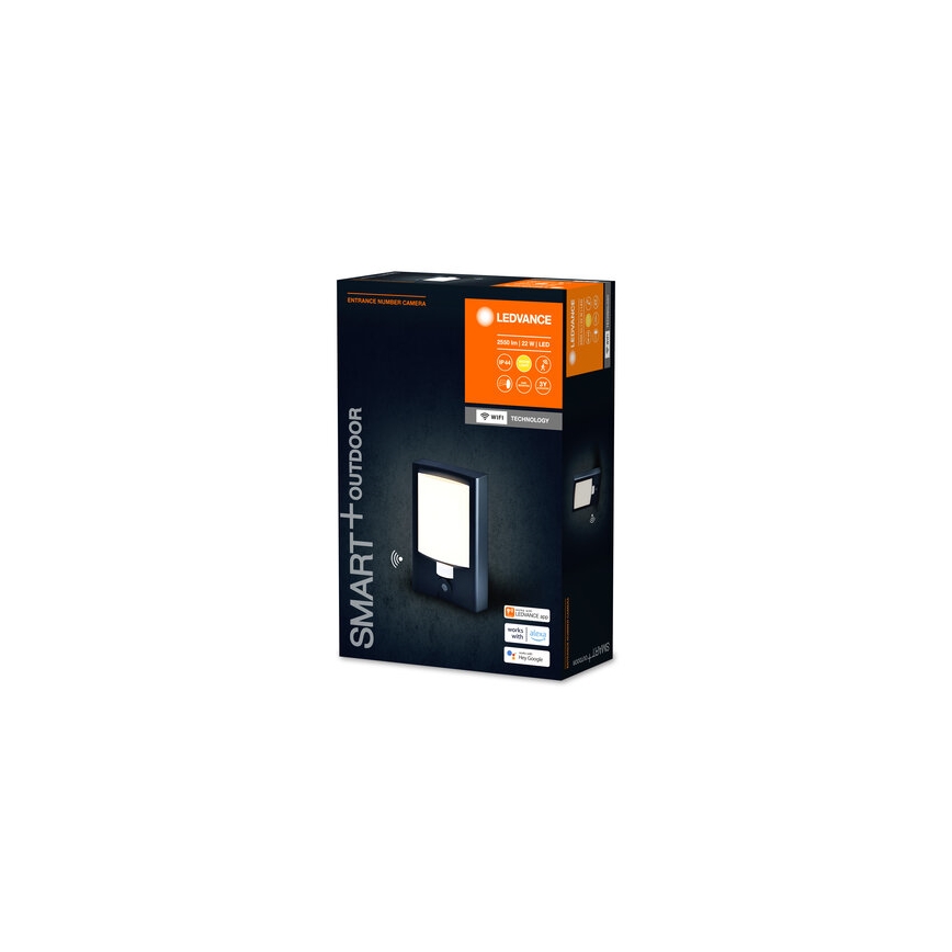 Ledvance - LED Dimbaar Wandlamp met sensor voor buiten en camera SMART+ LED/22W/230V IP44 Wi-Fi