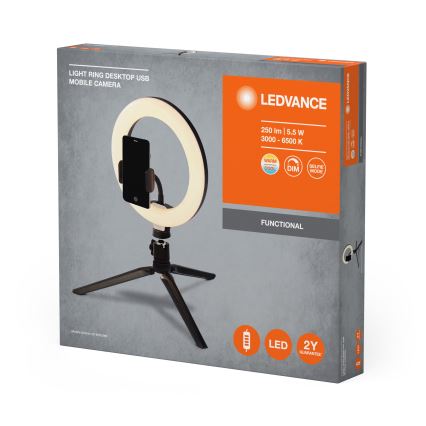 Ledvance - Dimbare LED tafellamp met een standaard en houder voor vloggen LED/5,5W/USB 3000/4000/6500K