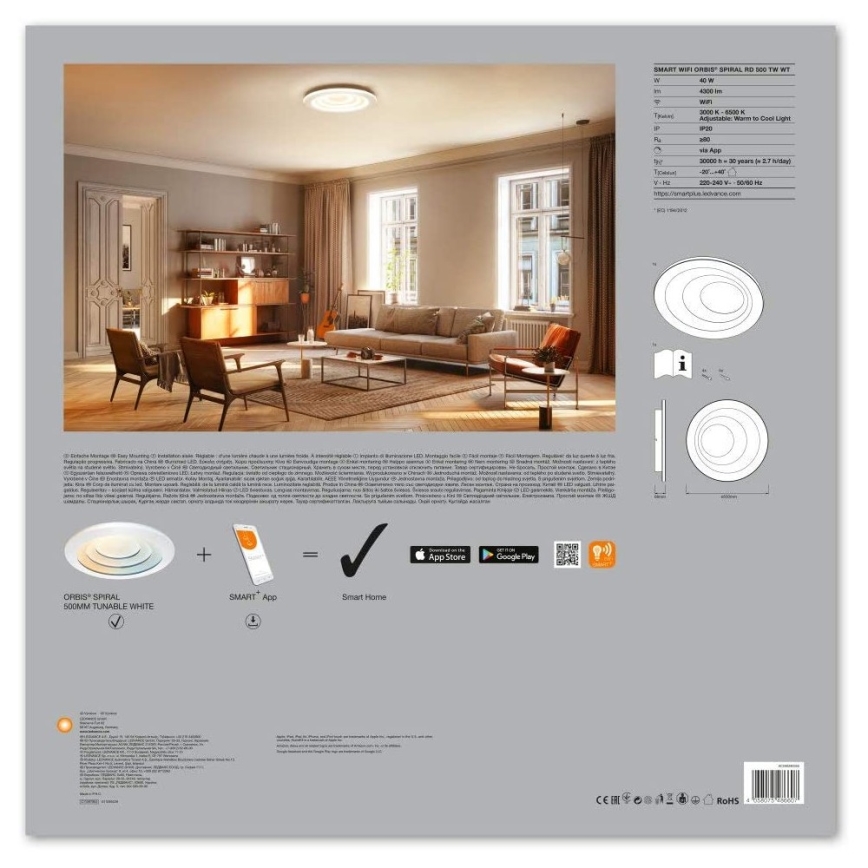 Ledvance - LED dimbaar armatuur SMART+ SPIRAL LED/40W/230V 3000K-6500K Wi-Fi