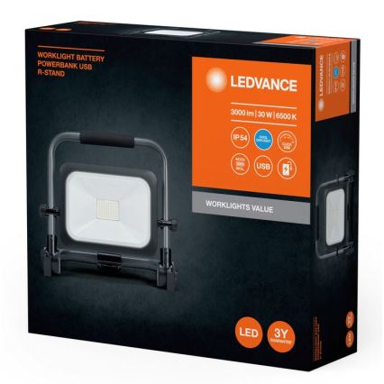 Ledvance - LED Dimbaar buitenshuis rechargeable Schijnwerper WORKLIGHT BATTERY LED/30W/5V IP54