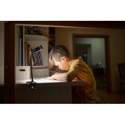 Ledvance - LED dimbare tafellamp met aanraakbediening en klem CYLINDER LED/4,8W/5V 3000-6500K zwart