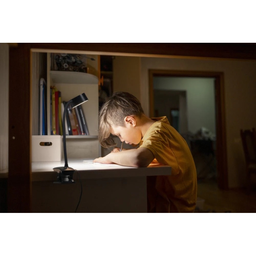 Ledvance - LED dimbare tafellamp met aanraakbediening en klem CYLINDER LED/4,8W/5V 3000-6500K zwart