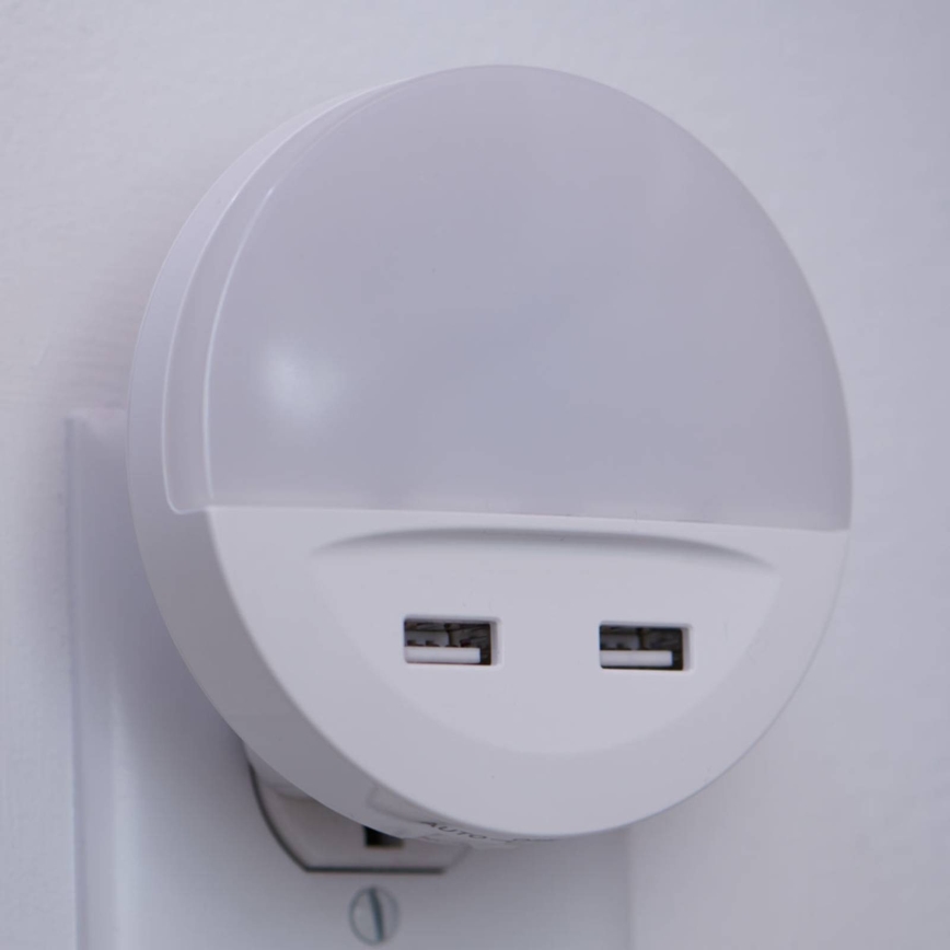 Ledvance - LED nachtlampje voor in het stopcontact met sensor LUNETTA 2xUSB LED/13W/230V