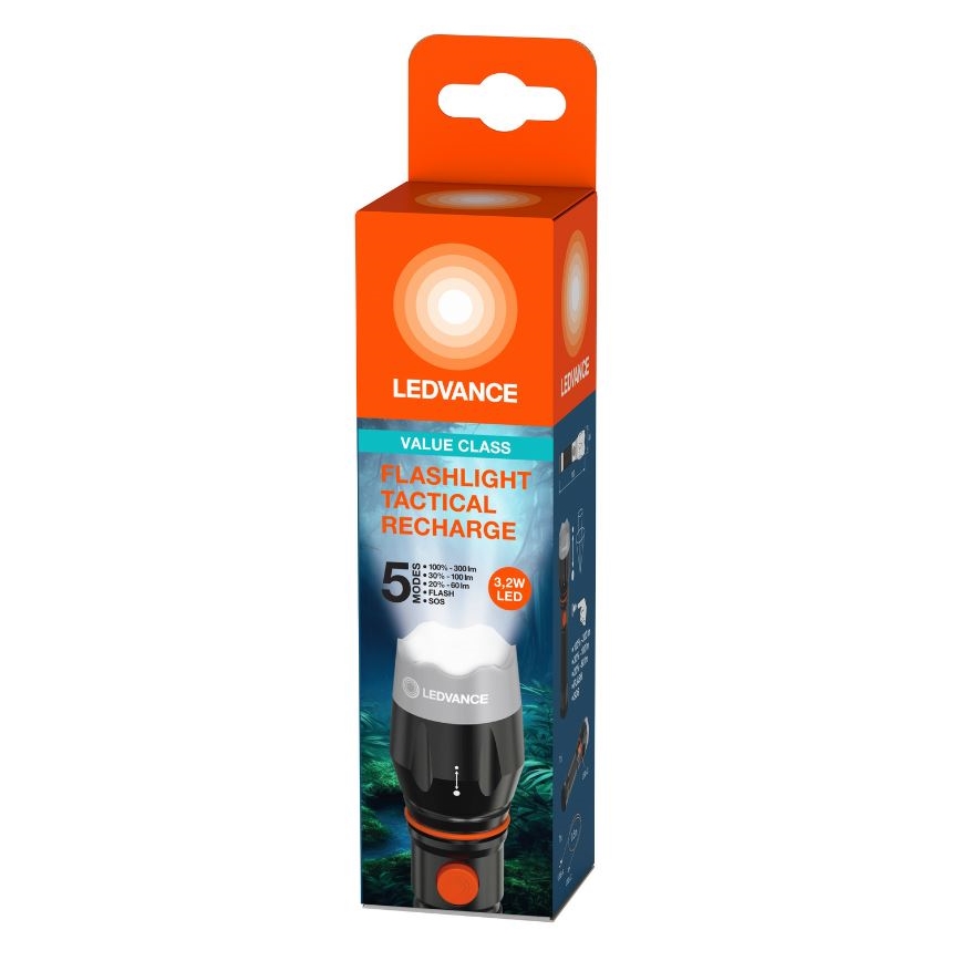 Ledvance - LED Oplaadbare zaklamp FLASHLIGHT LED/3,2W/5V 1500mAh