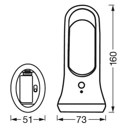 Ledvance - LED Oriëntatie Lamp met Sensor MOBILE LED/0,7W/4xAAA