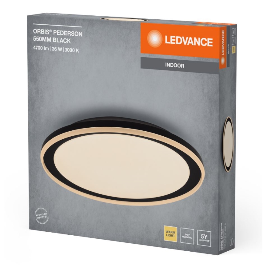 Ledvance - LED Plafondlamp ORBIS PEDERSON LED/36W/230V diameter 55 cm zwart