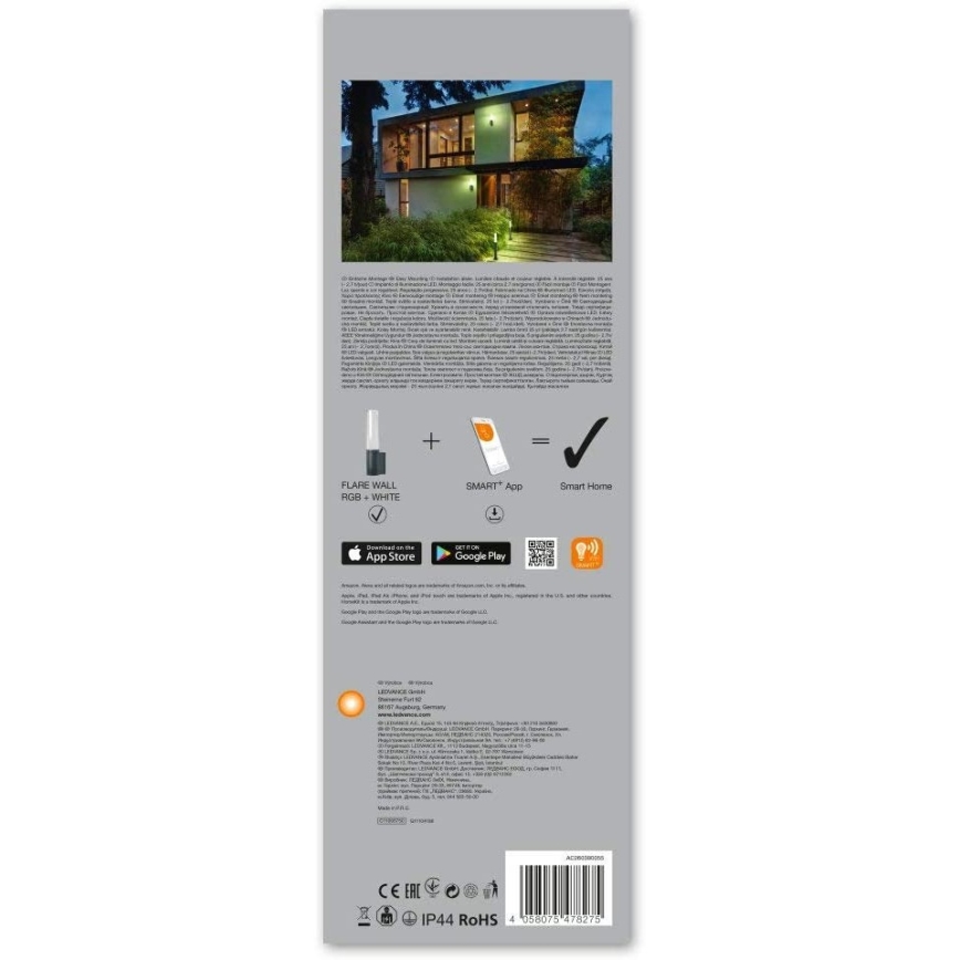Ledvance - LED RGB Buiten wandlamp SMART + FLARE LED / 7,5W / 230V IP44 Wi-Fi