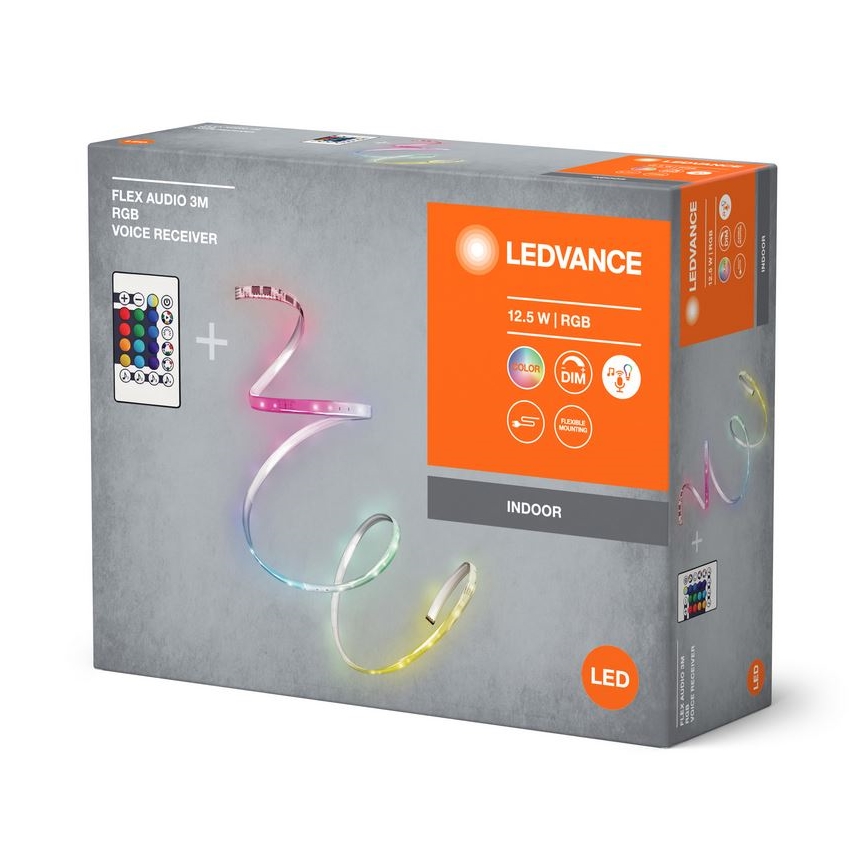 Ledvance - LED RGB Dimbare strip FLEX AUDIO 3m LED/12,5W/230V + afstandsbediening
