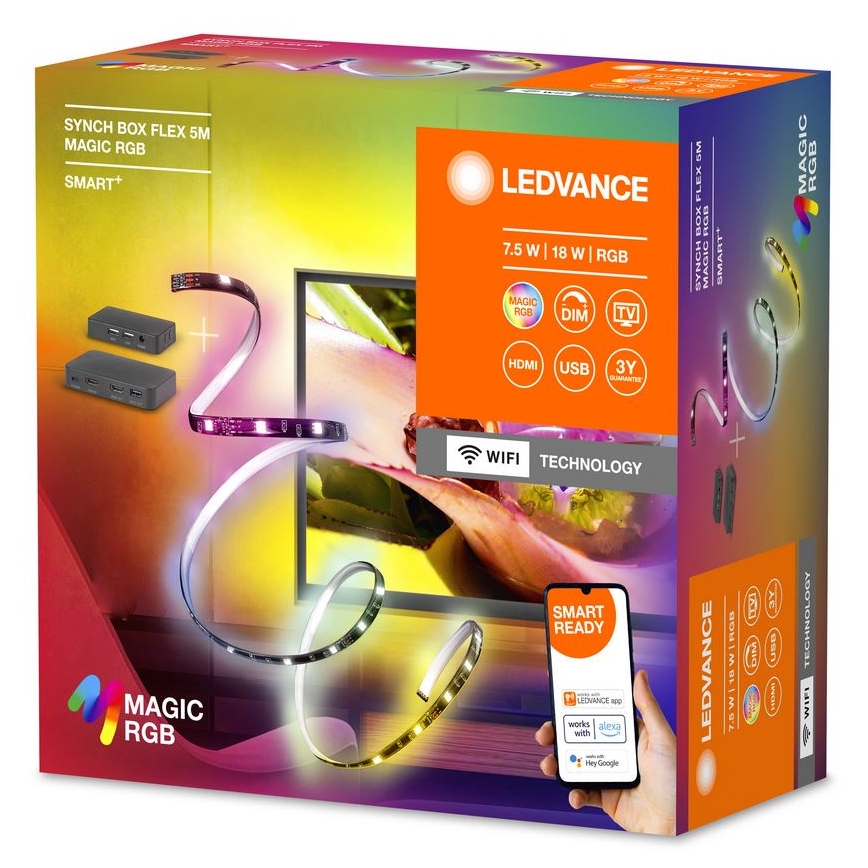 Ledvance - LED RGB Dimbare strip voor TV SYNCH BOX FLEX SMART+ MAGIC 4,5m LED/18W/230V Wi-Fi