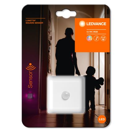 Ledvance - LED RGB Oriëntatielamp met sensor voor stopcontact LUNETTA LED/0,3W/230V