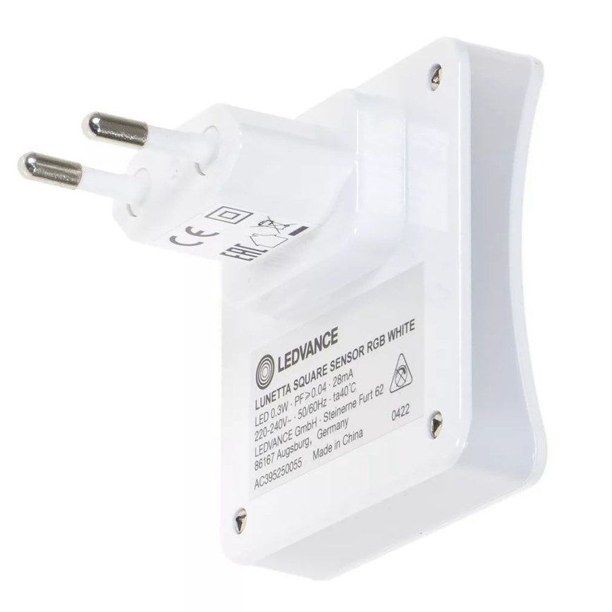 Ledvance - LED RGB Oriëntatielamp met sensor voor stopcontact LUNETTA LED/0,3W/230V