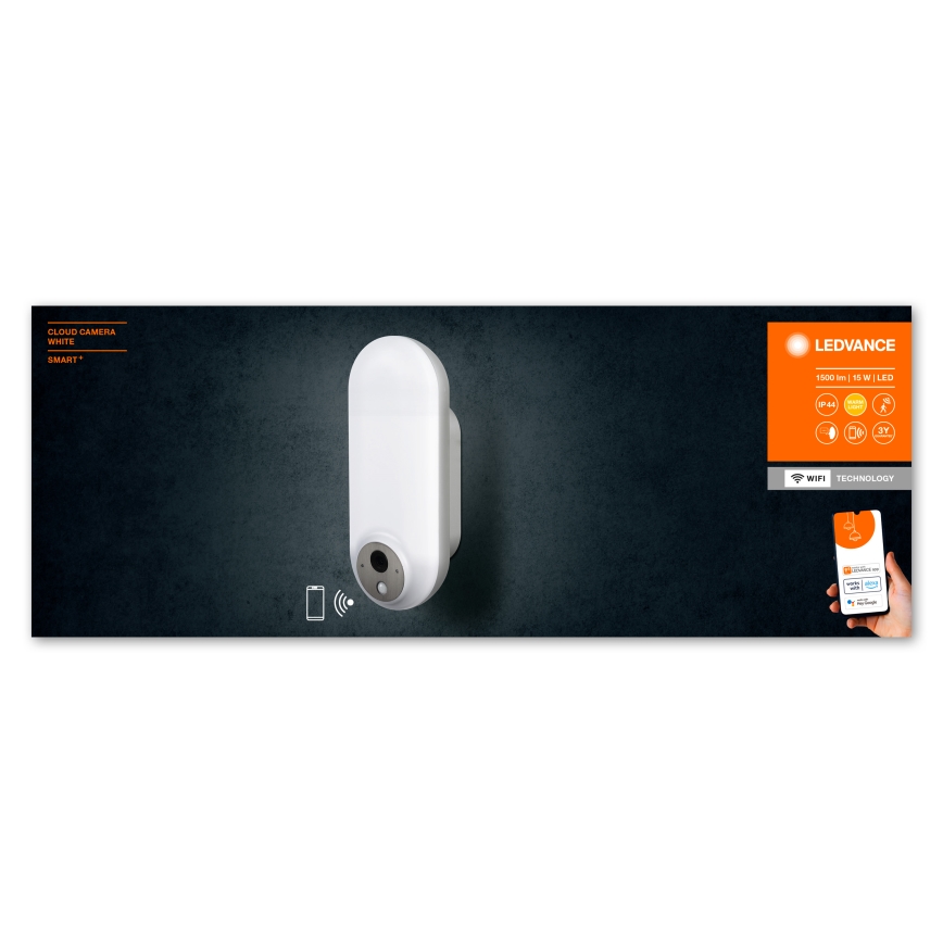 Ledvance - LED RGBW Dimbaar Wandlamp met sensor voor buiten en camera SMART+ LED/15W/230V Wi-Fi IP44