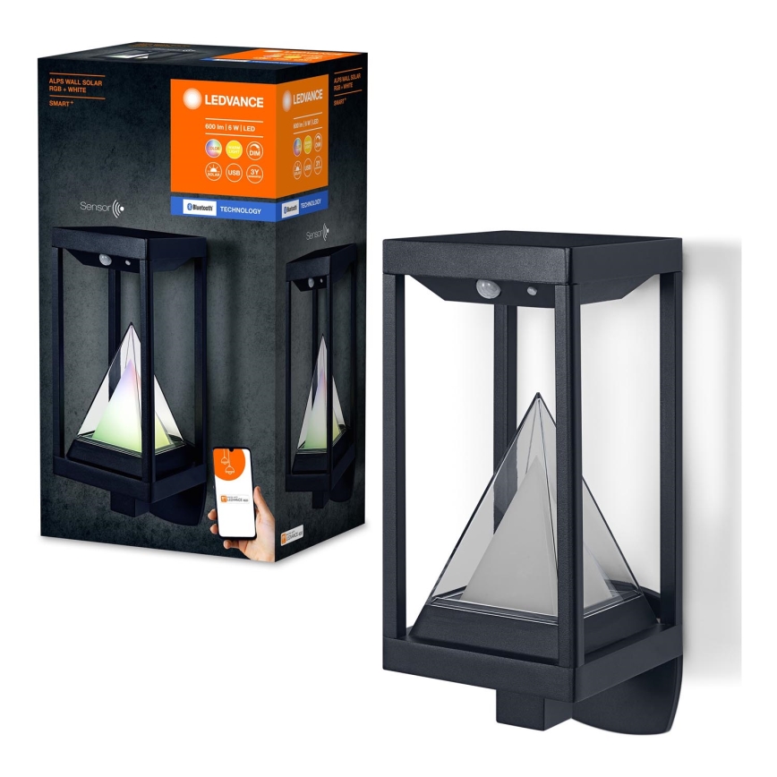 Ledvance - LED RGBW Dimbaar zonne- wandlamp met bewegings- en schemersensor SMART+ ALPS LED/6W/3,7V 2200 mAh 3000K IP44